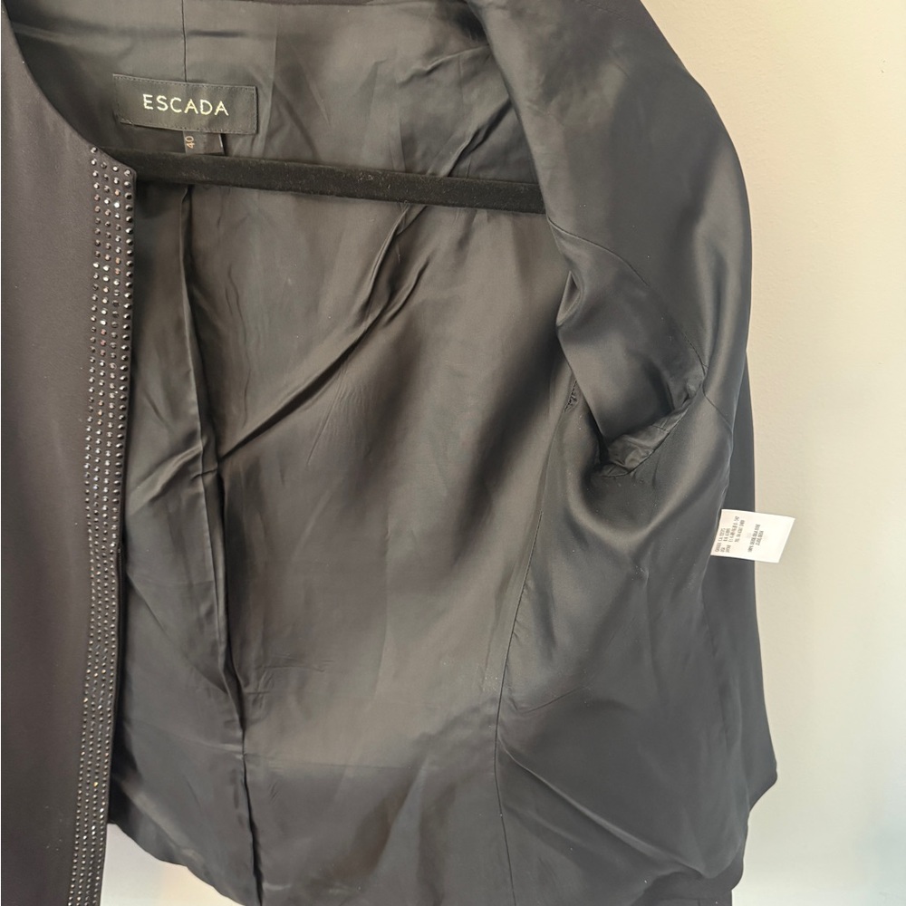 Escada Black silk studded zip up evening jacket Sz 40 - Picture 7 of 7